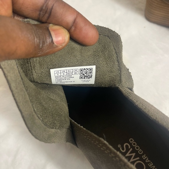 Toms Womens Kaia canteen  green Faux Suede Solid Wedge Booties New size 11 - Picture 6 of 6